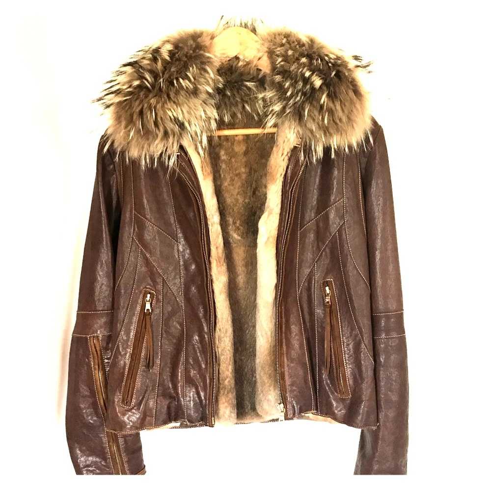 Andrew Marc fur and leather coat. Size Small.